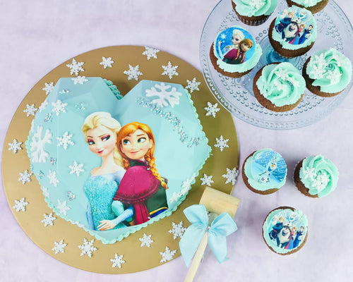 Frozen Birthday Breakable Heart with mini cupcake