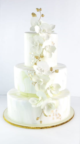 Pastle Green Orchid Wedding Cake